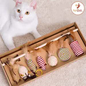 逗貓棒 貓玩具 劍麻逗貓棒 玩具嚴選 老鼠羽毛套裝 7本入