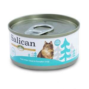 Salican 貓罐頭 貓濕糧推薦：Salican 貓罐頭 白肉吞拿魚南瓜湯 85g 淺藍 (001976)