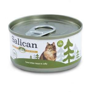 Salican 貓罐頭 貓濕糧推薦：Salican 貓罐頭 純白肉吞拿魚啫喱 85g 綠 (001974)