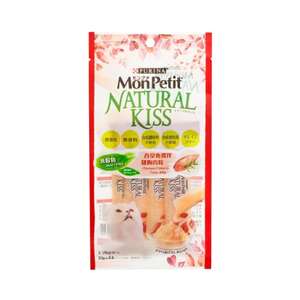 MonPetit 貓零食 寵物零食推薦：MonPetit Natural Kiss 貓肉泥 吞拿魚醬伴雞胸肉粒 10g (4本) (酒紅色) (12395997)