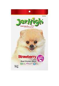 狗零食推薦：Jerhigh 狗小食 Strawberries 士多啤梨味雞肉條 70g (JER16/70)