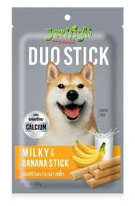 狗零食推薦：Jerhigh 夾心小食系列狗小食 DUO STICK 牛奶+香蕉夾心雞肉條 50g (JER49)
