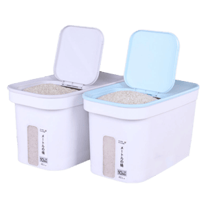 飲食用具 日式大容量防潮密封翻蓋式 貓糧狗糧 糧桶連小量杯 顏色隨機 (容量約5kg)