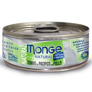 Monge 貓罐頭 貓濕糧推薦：Monge 貓罐頭 高蛋白質野生海洋系列 太平洋吞拿魚雞肉 80g (MO7221)