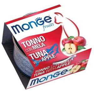 Monge 貓罐頭 貓濕糧推薦：Monge 貓罐頭 清新鮮果系列 成貓配方 吞拿魚蘋果 80g (MO3284)