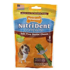 Nylabone 狗零食 Nylabone 潔齒骨 無穀物牛油花生醬味 5支 (中型犬用) (NTD902M05P)