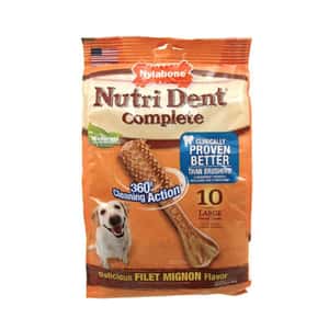 Nylabone 狗零食 Nylabone 潔齒骨 菲力牛扒味 6排 (中型犬用) (NTD732M10P)