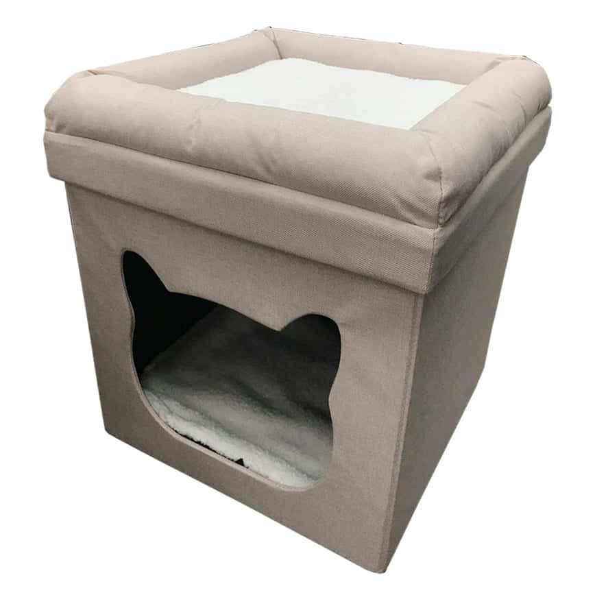 封閉式折疊上下床貓窩貓屋貓房子 杏色 (圖片2)