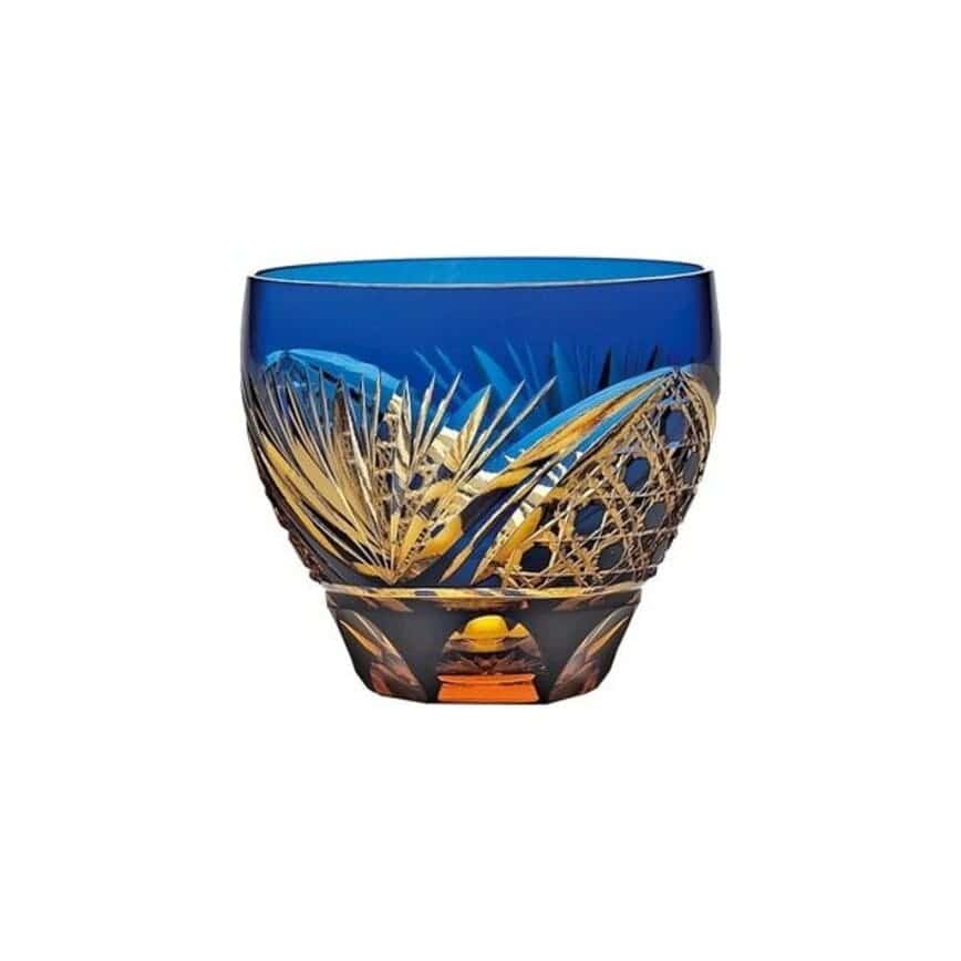 日本清酒杯 東洋佐佐木 彩花切子酒杯 瑠璃 310ml HG200-10BL (藍) (圖片2)