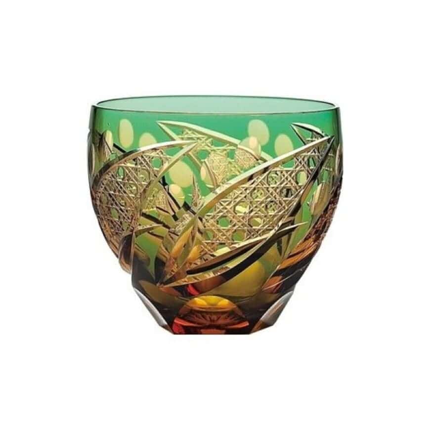 日本清酒杯 東洋佐佐木 彩花切子酒杯 綠 310ml HG200-12GR (綠) (圖片2)