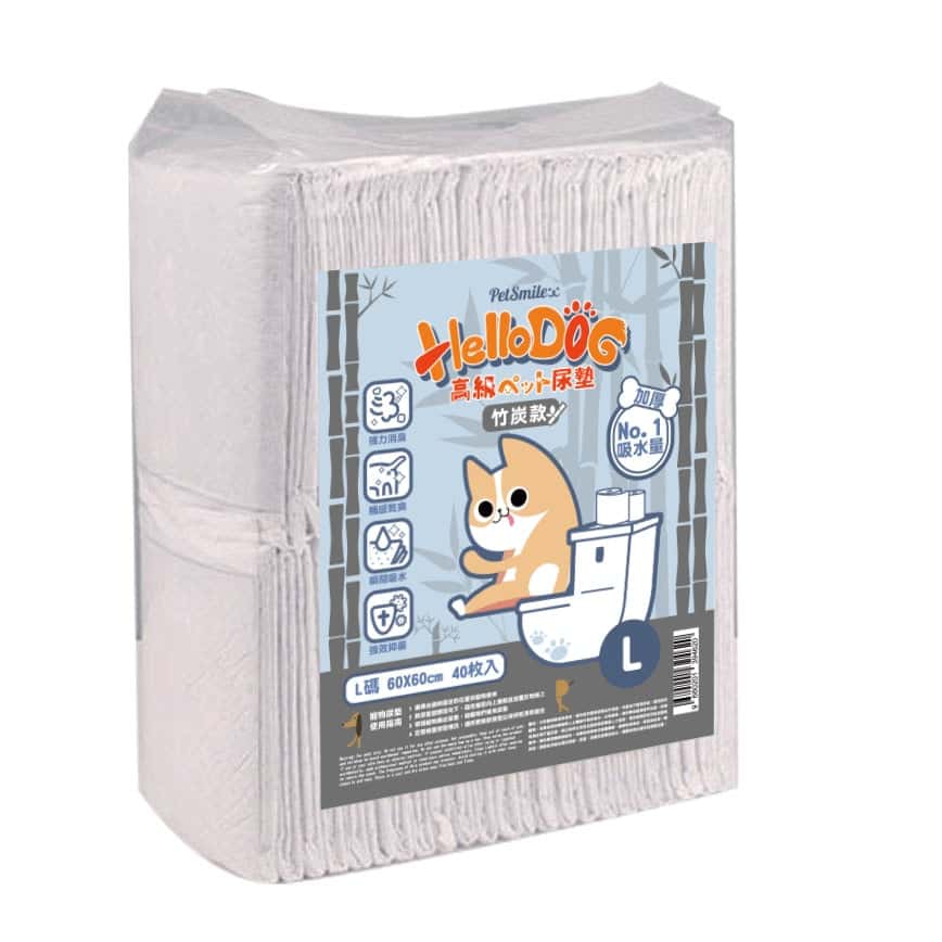 HelloDOG 竹炭加厚强力吸濕 寵物尿墊 狗尿墊 狗尿片 [60x60 L碼 40枚] (圖片2)