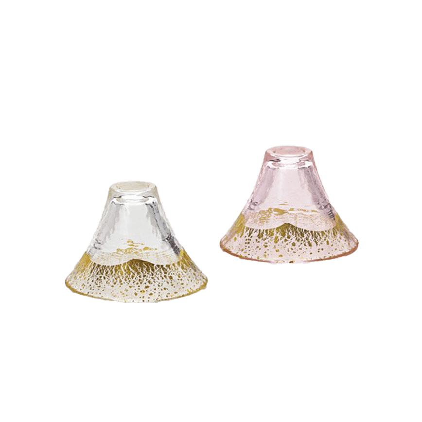 日本清酒杯 招福杯 富士山冷酒杯 金白・金粉 一套兩個 65ml (G636-T73) (圖片2)