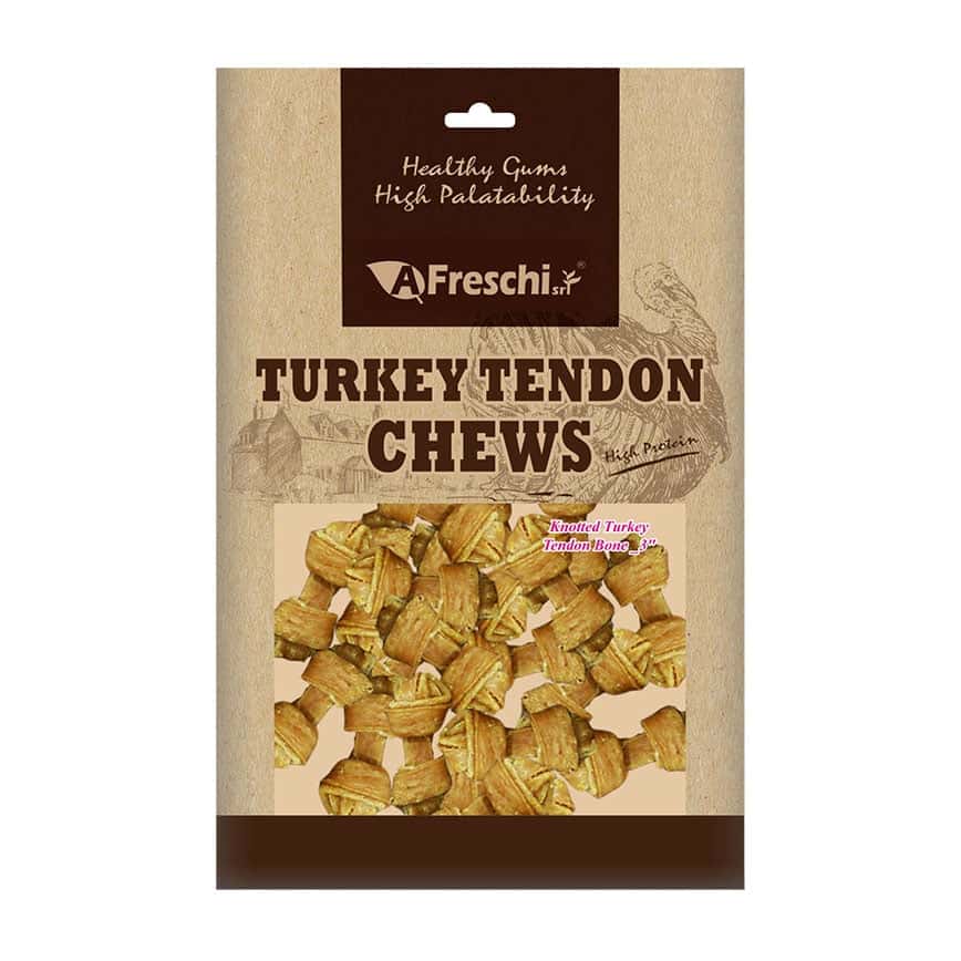 A Freschi Srl 狗零食 Natural Turkey 火雞筋3吋打結骨 130g (犬用) (AFK301) (圖片2)