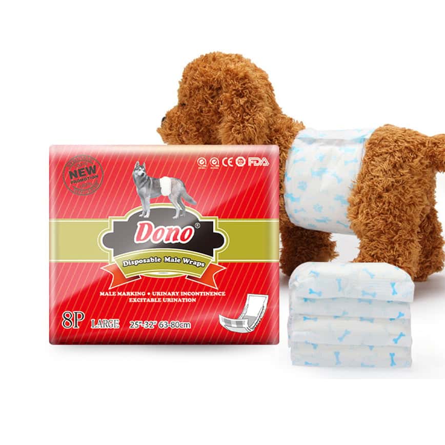 DONO 男生狗狗專用 寵物尿墊 狗尿墊 狗尿片 紙尿褲紙尿片 [腰圍63-80cm L碼 8枚] (圖片2)
