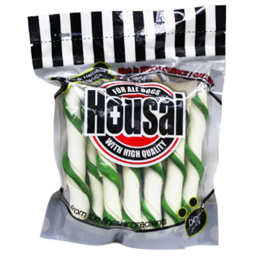 Housai 狗零食 潔齒骨 綠茶扭紋棒 20支 998838 (圖片2)