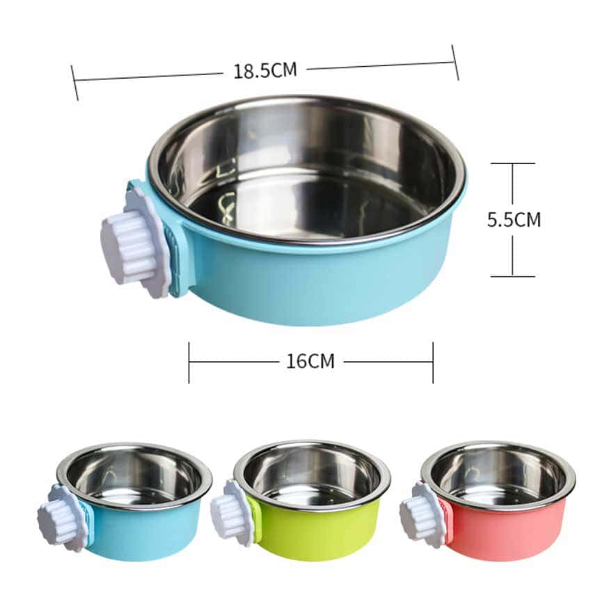 寵物圓形糧食碗 可掛寵物籠 貓籠狗籠 大碼 (顏色隨機) (圖片2)