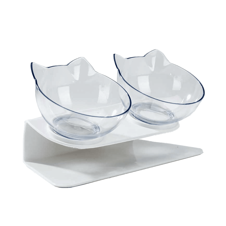 寵物護頸脊糧食碗 透明雙碗 (圖片2)