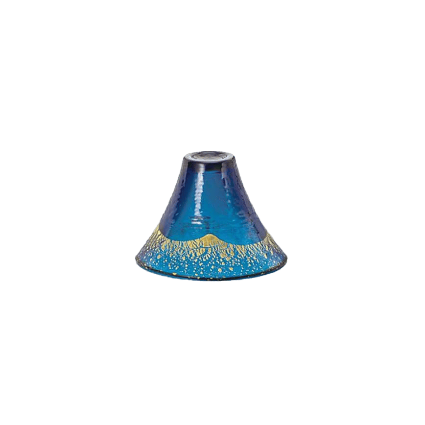 日本清酒杯 木本硝子 招福杯 富士山 藍金紺 65ml (42085G-SHB) (圖片2)