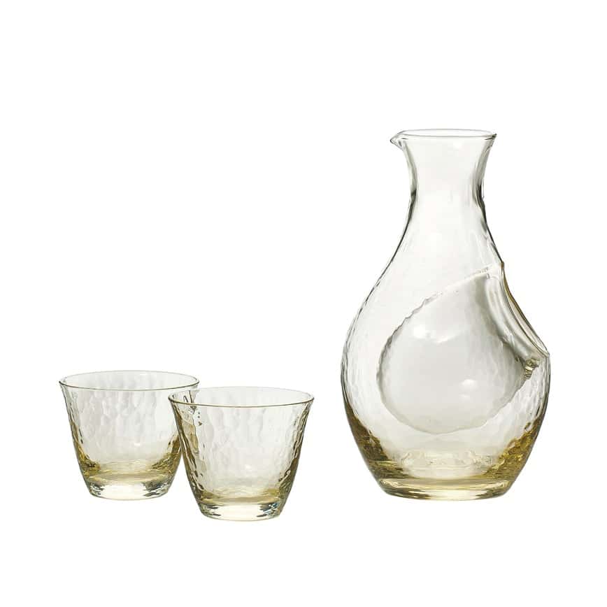 日本清酒杯 木本硝子 高瀬川 琥珀酒杯酒瓶套裝 一瓶兩杯 (G604-M72) (圖片2)