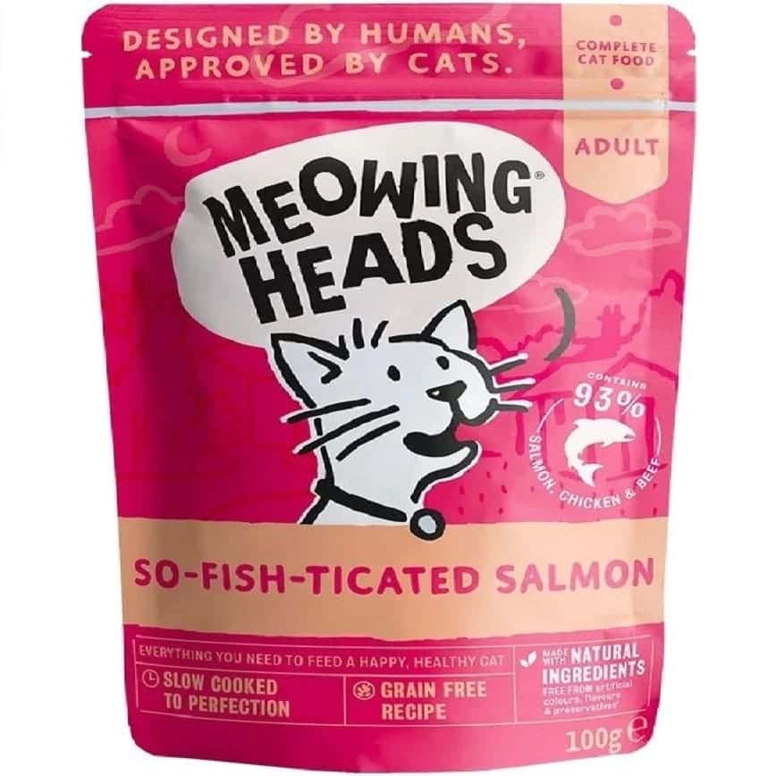 Meowing heads 貓濕糧 無穀物濕包 三文魚雞肉牛肉 100g (MHWS) (桃紅色) (圖片2)