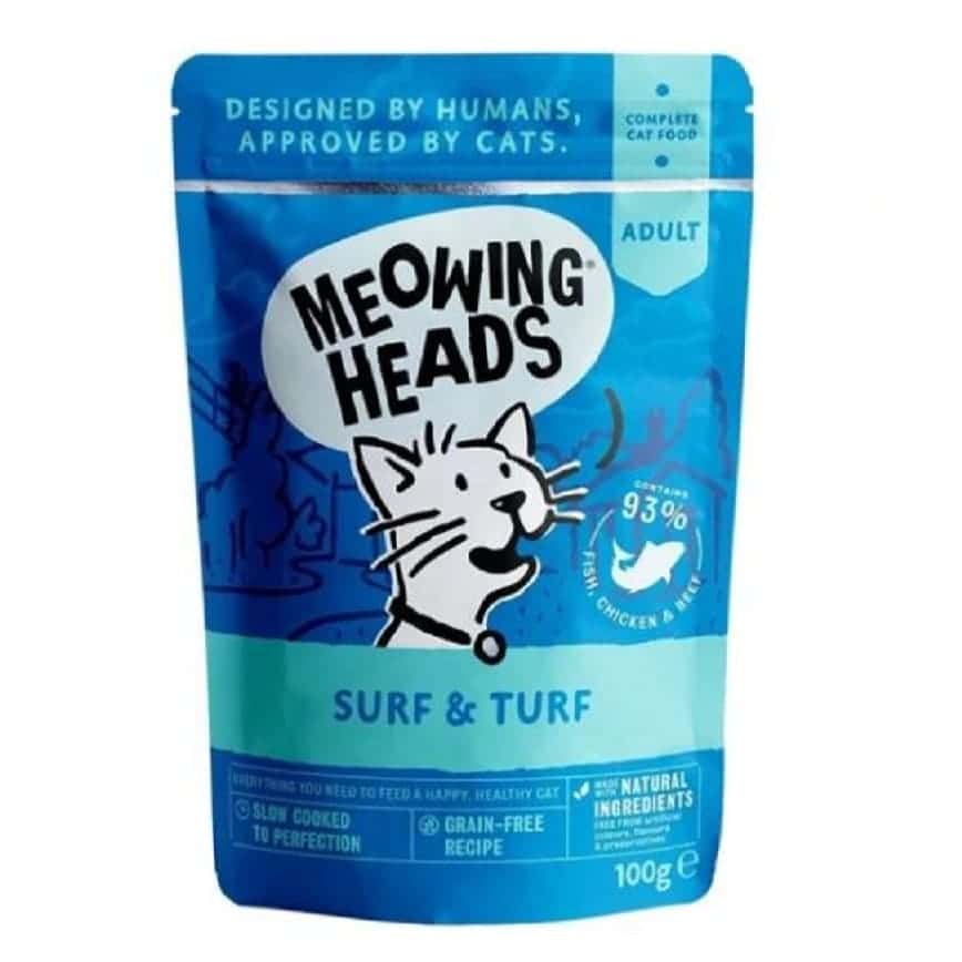 Meowing heads 貓濕糧 無穀物濕包 沙甸魚吞拿魚雞肉牛肉 100g (MHWSS) (藍色) (圖片2)