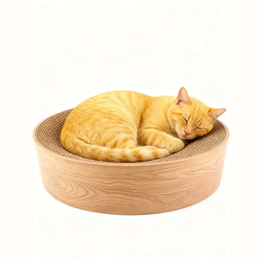 瓦楞紙 嚴選貓窩 櫻桃木淺啡色 中碼 [約36cm x 10cm] (圖片2)