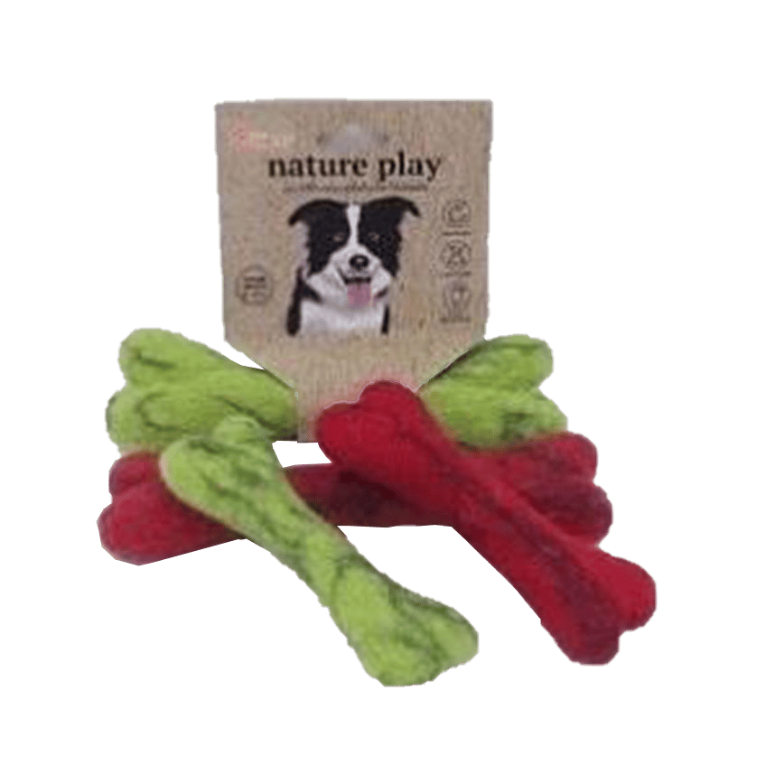 Billipets 狗玩具 新西蘭天然羊毛系列 骨頭 紅色 細 15cm (NS-16179 RED) (圖片2)