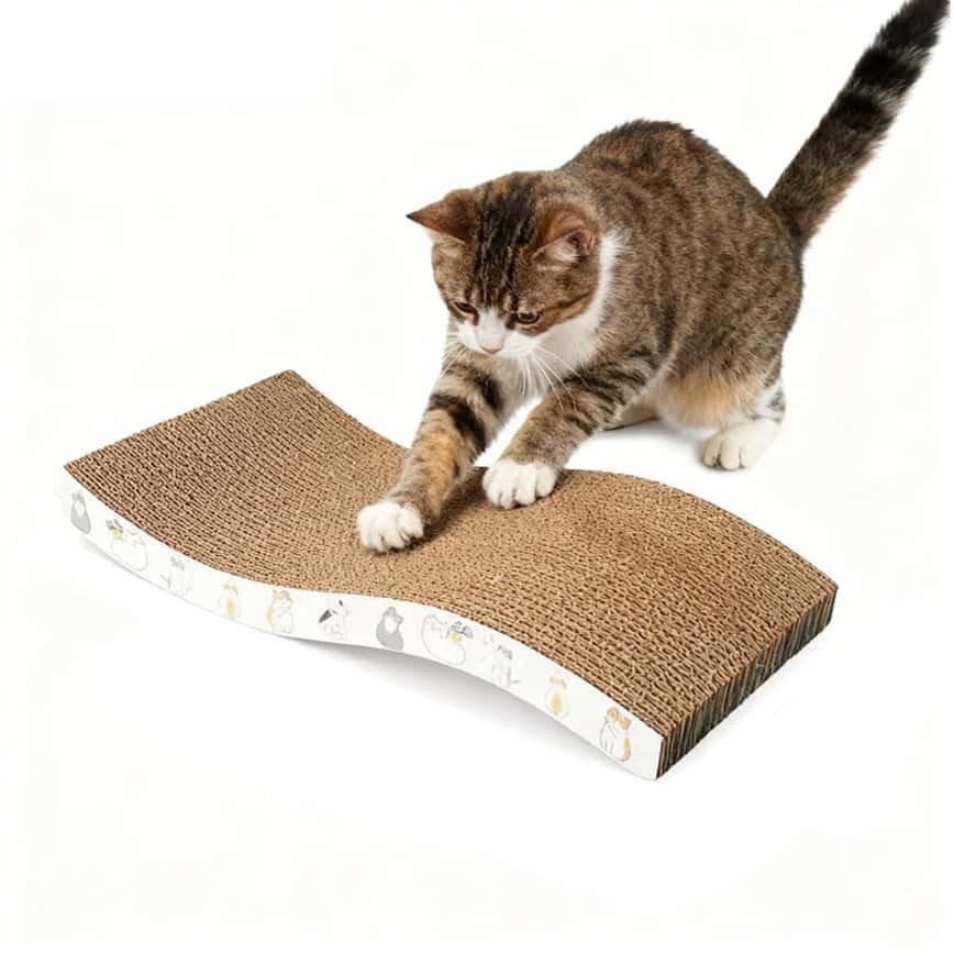 HelloDOG 玩具嚴選 瓦楞紙貓抓板 S微彎形 顏色隨機 (圖片2)