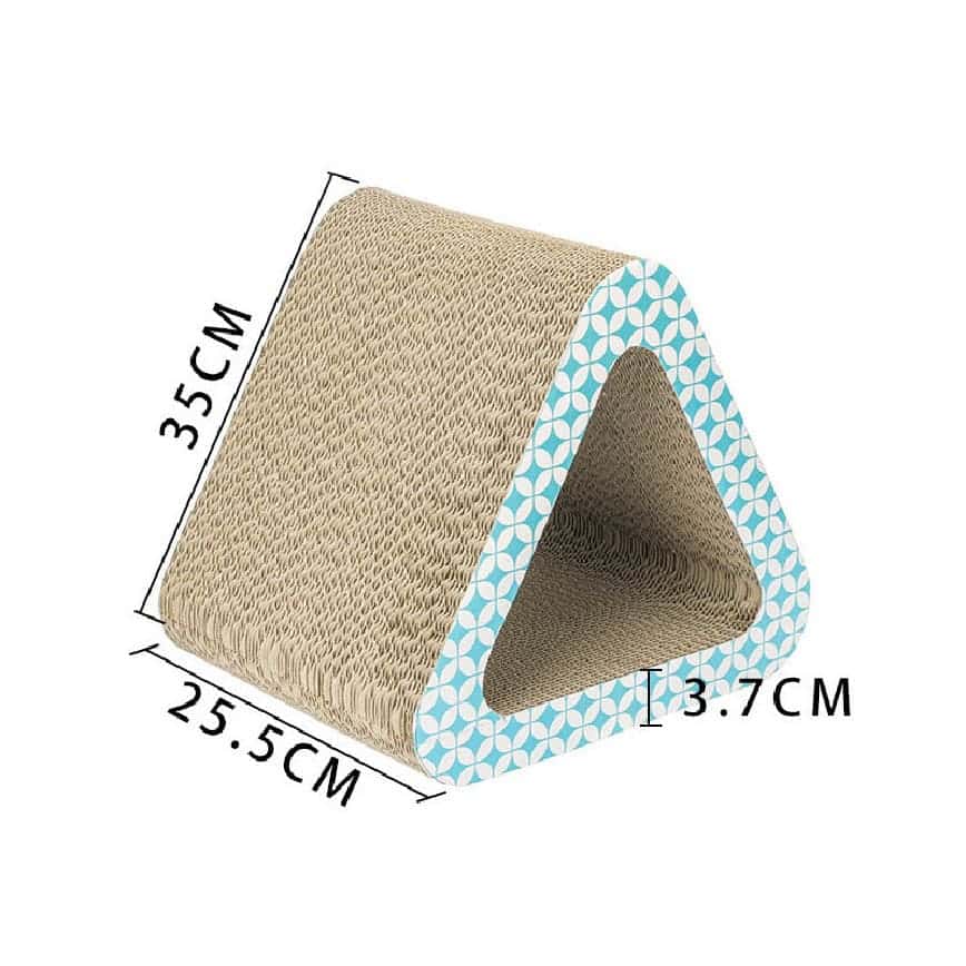 瓦楞紙貓抓板 大三角中空 藍白色紋 (圖片2)