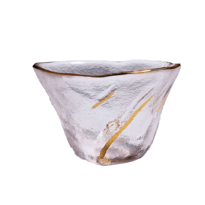 日式清酒杯 加厚錘目紋 2個入 描金一葉 (圖片2)