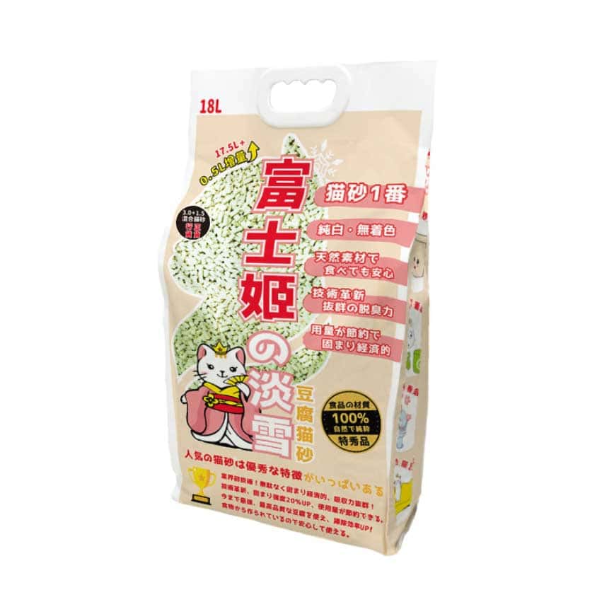 富士姬之淡雪 1.5+3.0 粗幼粒混合天然淨白豆乳 豆腐貓砂 綠茶味 18L (圖片2)