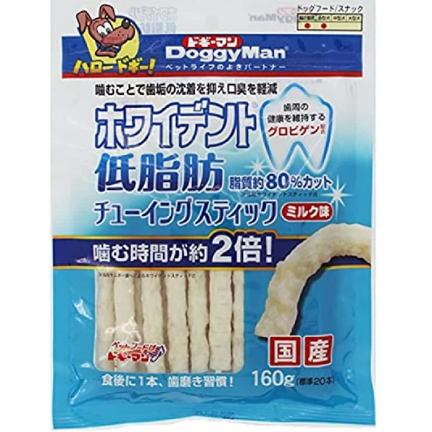 DoggyMan 日本狗零食 日本國產香草低脂潔齒磨牙棒 牛奶味 160g (圖片2)