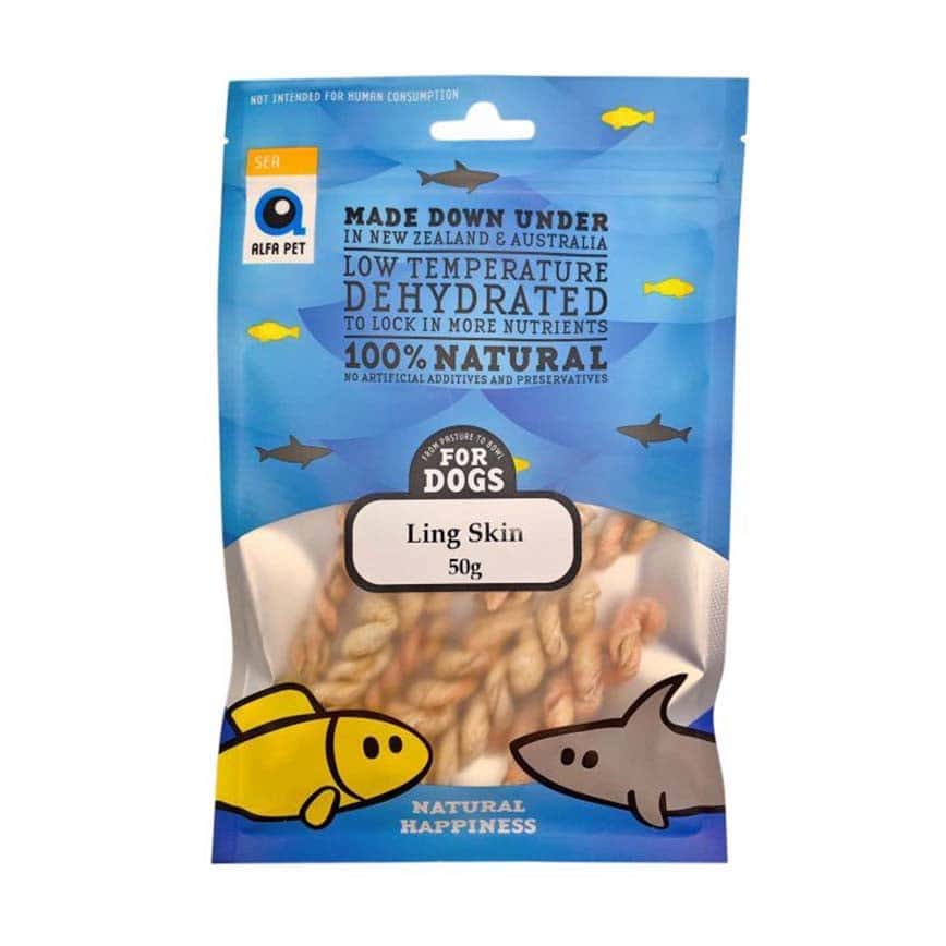 Alfa Pet 新西蘭風乾脫水無穀物 狗小食 鱈鰵魚皮 Ling Skin for Dogs 50g (0002523) (圖片2)