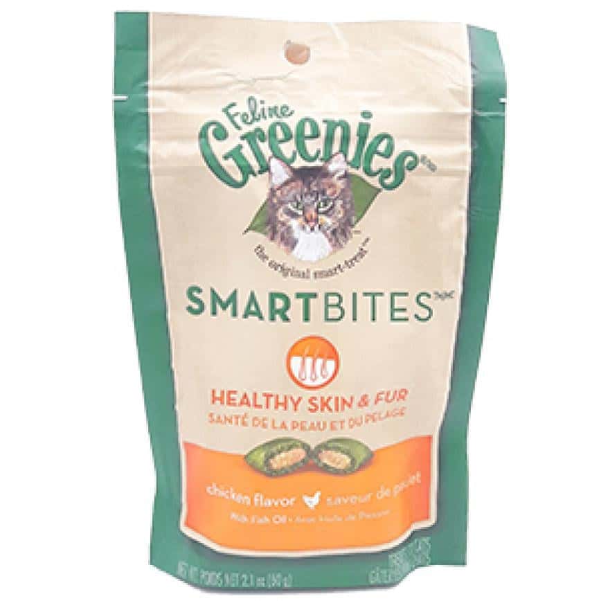 美國Greenies Smart Bites 貓咪夾心餅 美毛護膚雞肉味 60g (圖片2)