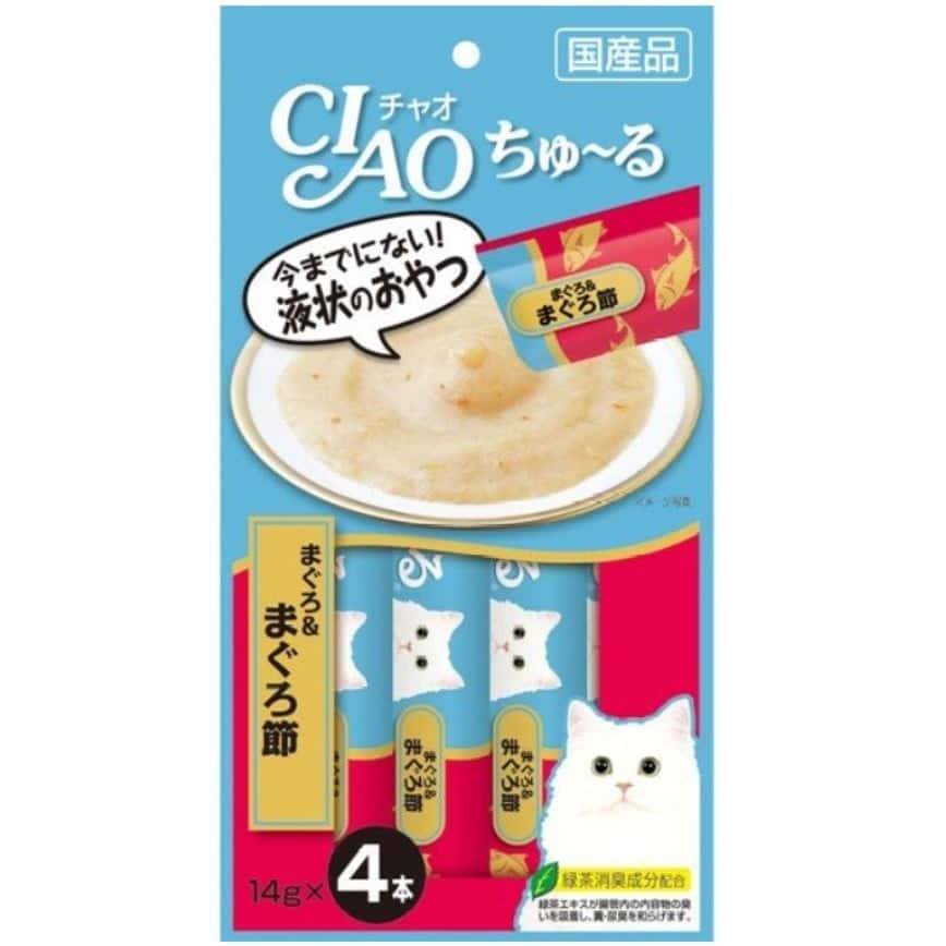 CIAO 肉泥 貓零食 金槍魚+金槍魚乾肉醬 14g 4本入 (SC-141) (圖片2)