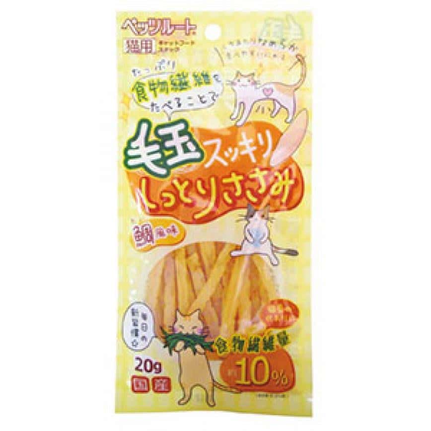 日本Petz Route 毛玉 去毛球 雞肉軟條 鯛魚味 20g (貓用) (黃) (圖片2)