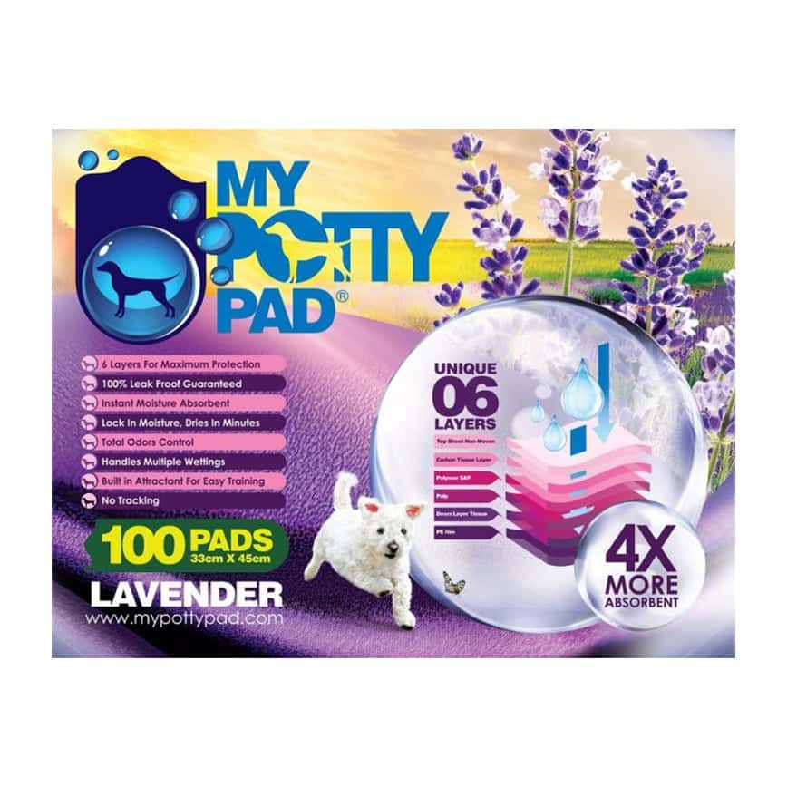 My Potty Pad 殿堂吸 寵物尿墊 狗尿墊 狗尿片 薰衣草味 MPPV100 [33x45 S碼 100PADS] (圖片2)