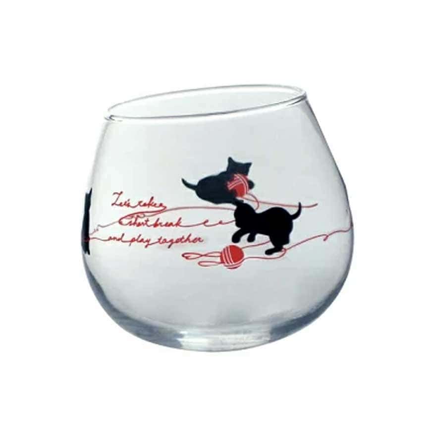 日本清酒杯 木本硝子 不倒翁酒杯 貓貓與紅色冷線 495ml SW91-J334 (圖片2)