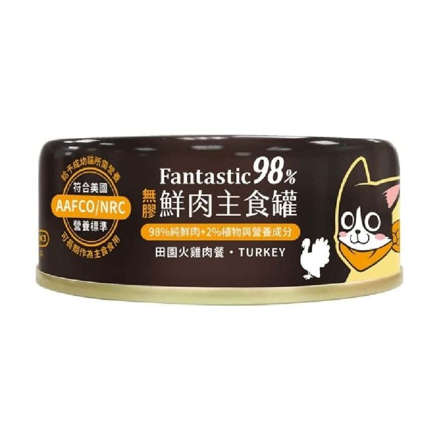 汪喵星球 貓罐頭 DogCatStar 貓用98% 鮮肉無膠主食罐 田園火雞 80g (FM100) (圖片2)