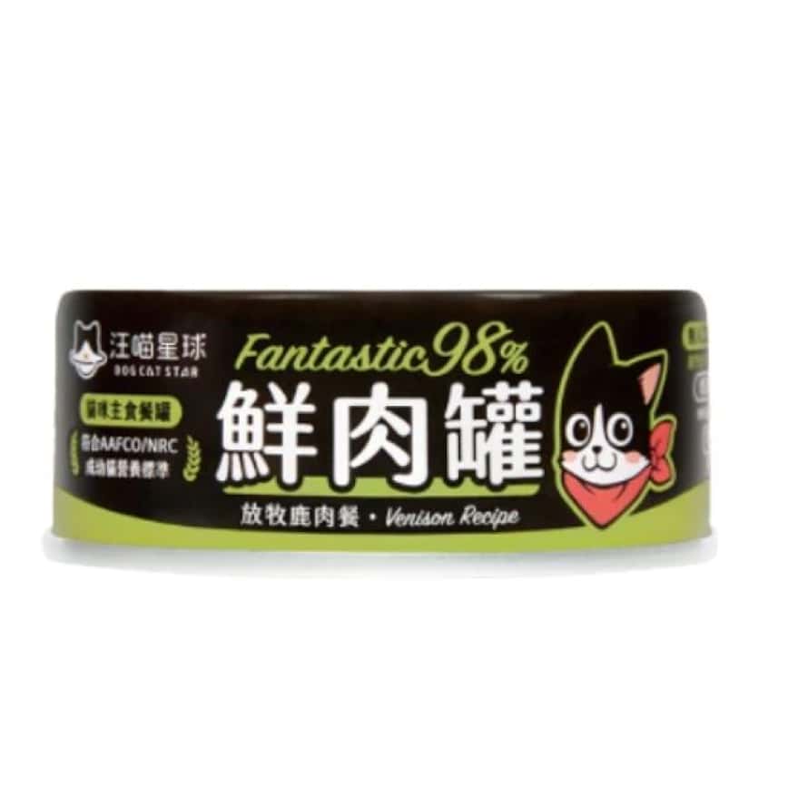 汪喵星球 貓罐頭 DogCatStar 貓用98% 鮮肉無膠主食罐 放牧鹿肉 80g (FM104) (圖片2)