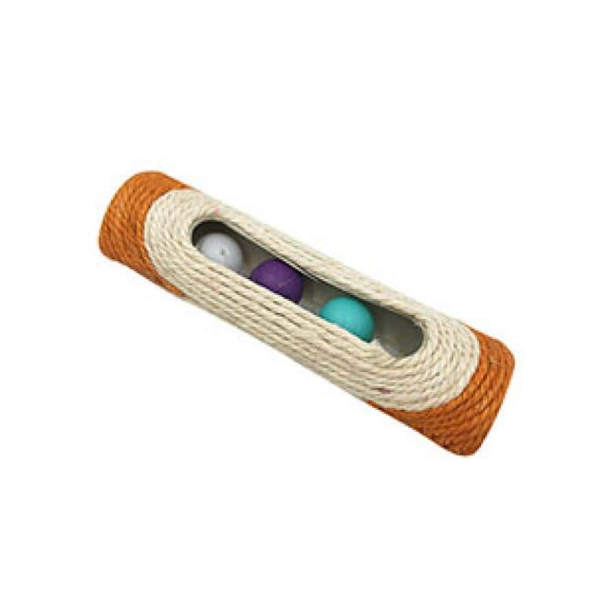 HelloDOG 玩具嚴選 劍麻貓抓玩具 圓柱滾球玩具 三粒球 (顏色隨機) (圖片2)