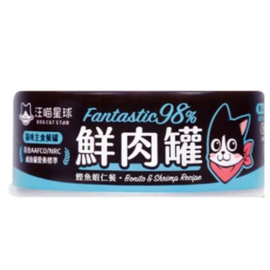 汪喵星球 貓罐頭 DogCatStar 貓用98% 鮮肉無膠主食罐 鰹魚蝦仁 80g (FM101) (圖片2)
