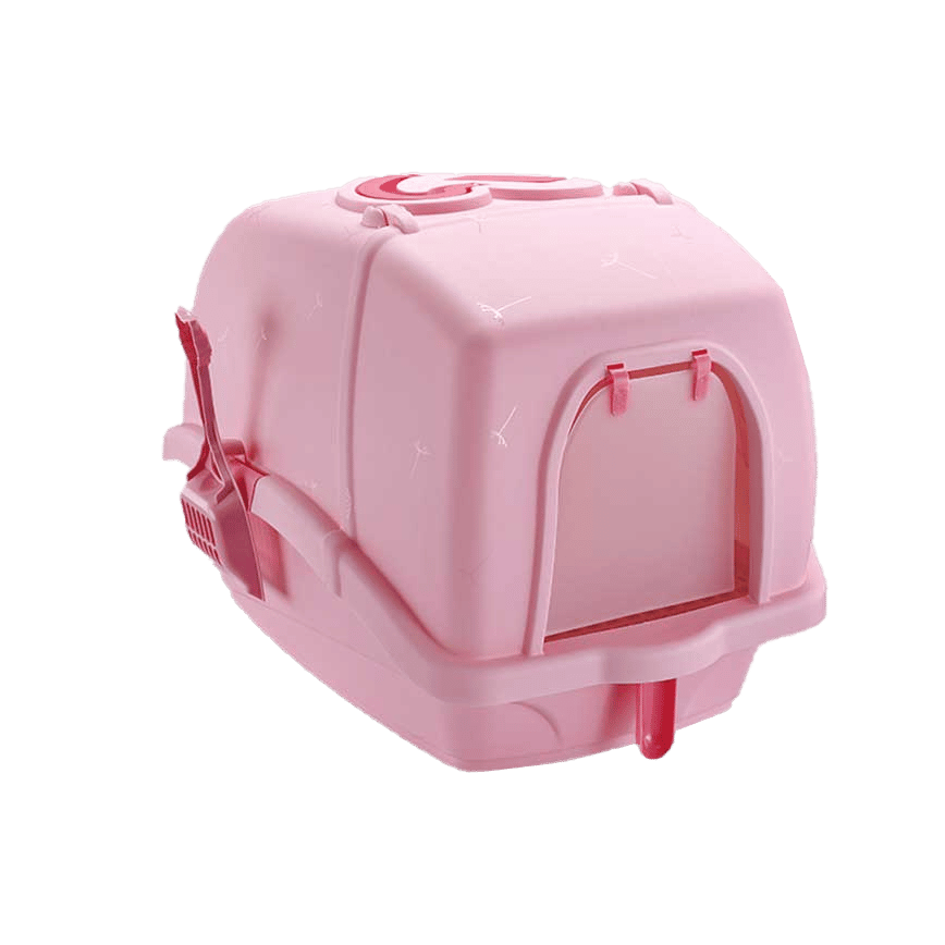 全封閉式防濺除臭貓砂盆 豆腐貓砂 適用 粉紅色 (圖片2)