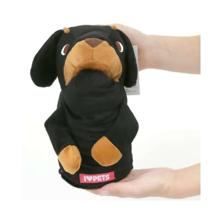 日本Bonbi ILOVEPETS Animal Mitten LoveDog 狗狗手偶玩具 臘腸狗(黑) 一個入 (圖片2)