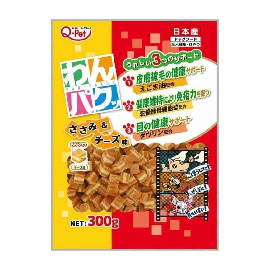 日本Q-PET 狗小食 WANPAKU 夾心粒 雞+芝士 300g (圖片2)