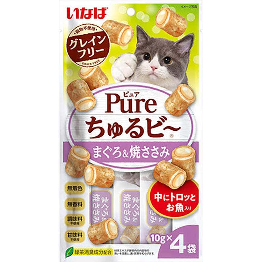 CIAO 貓零食 日本 Pure Chiu 天然軟心零食粒 金槍魚+雞肉味 10g 4袋入(淺紫) (QSC-312) (圖片2)