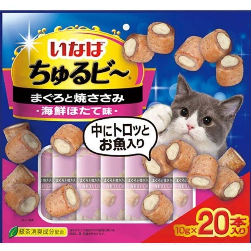 日本INABA 貓零食 軟心零食粒 金槍魚+雞肉 10g 20袋入 (粉紅) (QSC-283) (圖片2)