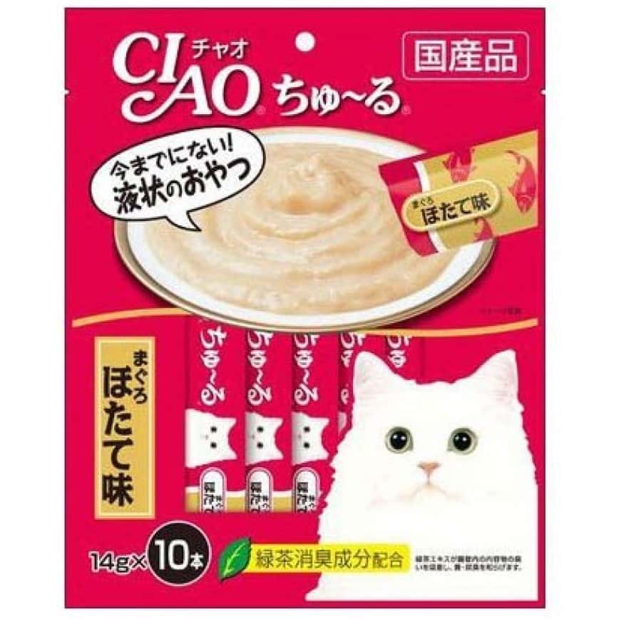 CIAO 肉泥 貓零食 金槍魚及扇貝味 14g 10本入 (桃紅) (SC-125) (圖片2)