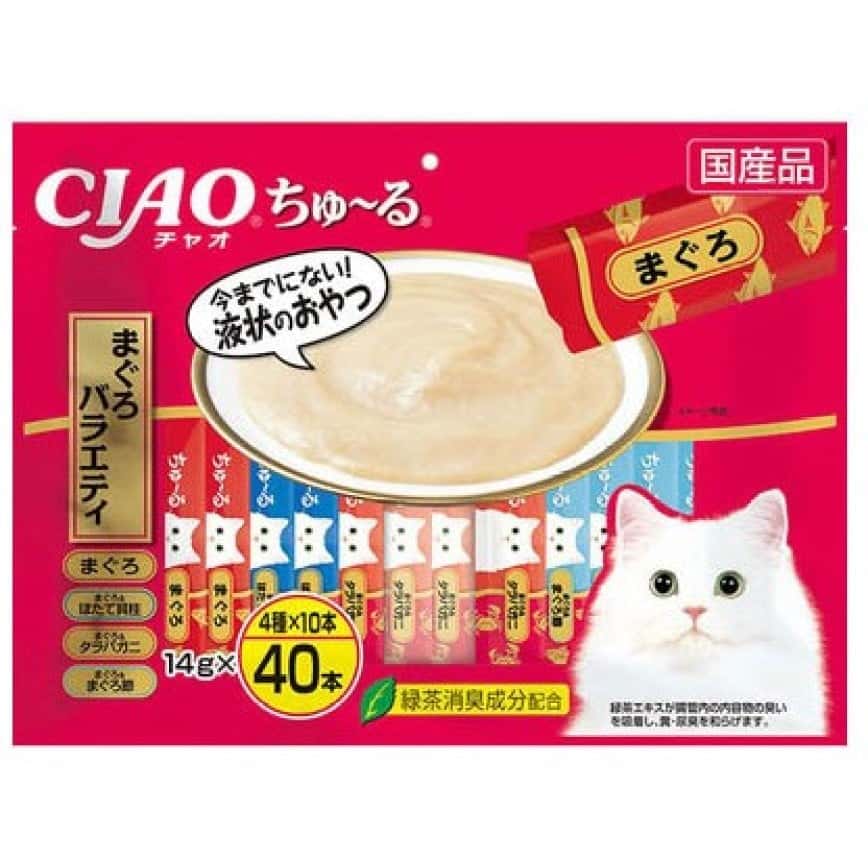 CIAO 肉泥 貓零食 金槍魚及蟹混合海鮮味 14g 40本入 (紅) (SC-131) (圖片2)