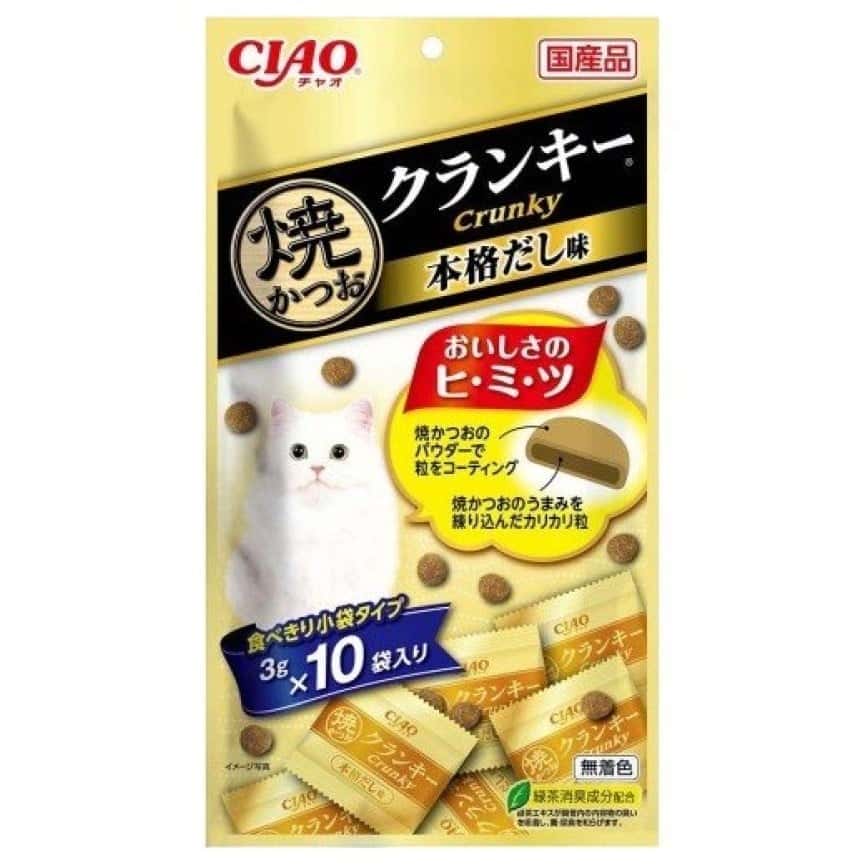 CIAO 貓零食 日本 Crunky 燒鰹魚餅乾 鰹魚高湯味 3g 10袋入 (黃) (P-193) (圖片2)